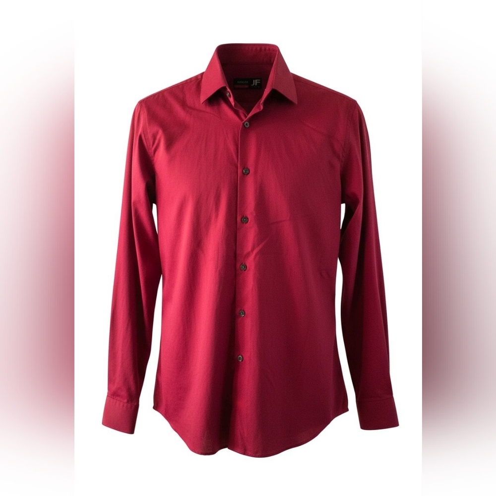 JF J Ferrar Men's Slim Fit Stretch Red Button Down Shirt - Size S